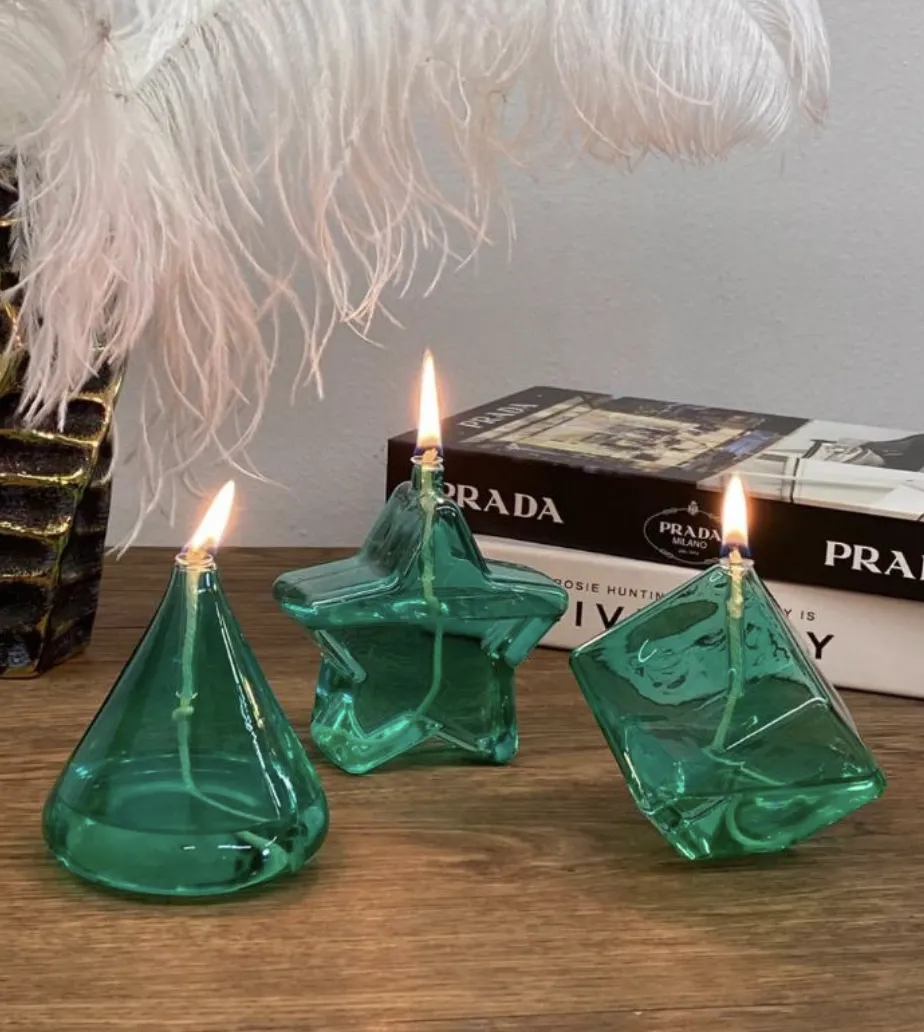 SET X3 VELA DE VIDRIO RECARGABLE FIGURAS VERDE - imagen 2
